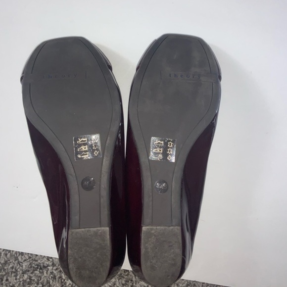 Theory Patent Leather Wedge Ballet Flats Burgundy - Picture 8 of 11